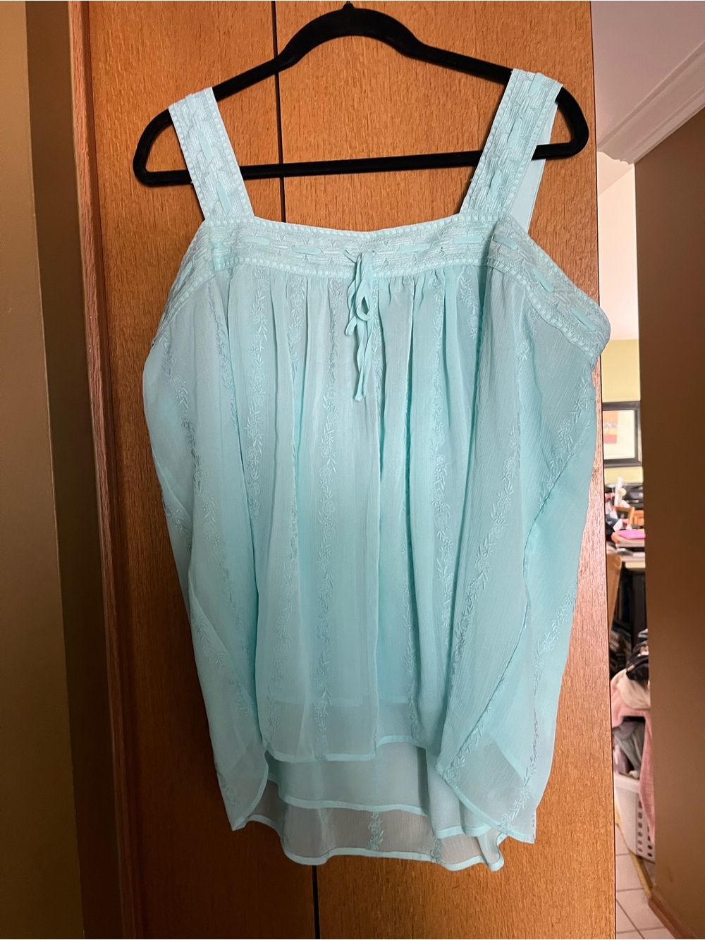 torrid 1X Light Aqua Tiered Chiffon Camisole
